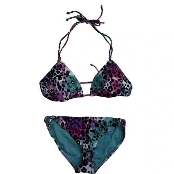 Xhilaration Multicolor Leopard Print Bikini Size Medium Sequins on Suit NWT - Picture 9 of 10